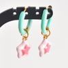 1Pair Dopamine Enamel Sweet Heart Cute Bee Flower Girl Aesthetic Aretes Funny Food Cake Gothic Star Hoop Earrings Jewelry