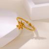 Fashion Zircon Hexagram Ring Female Star Moon Diamond Design Gold Stainless Steel Hand Jewelry