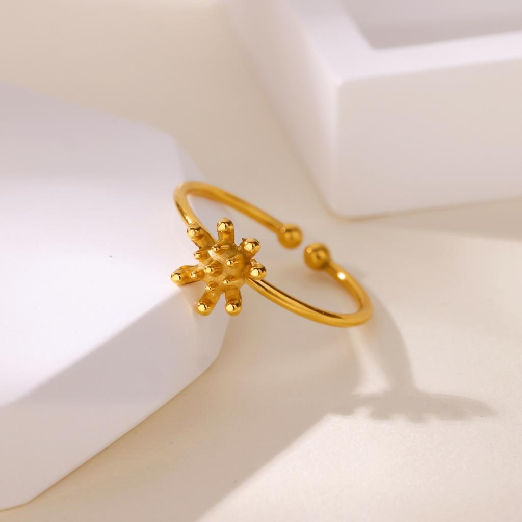 Fashion Zircon Hexagram Ring Female Star Moon Diamond Design Gold Stainless Steel Hand Jewelry