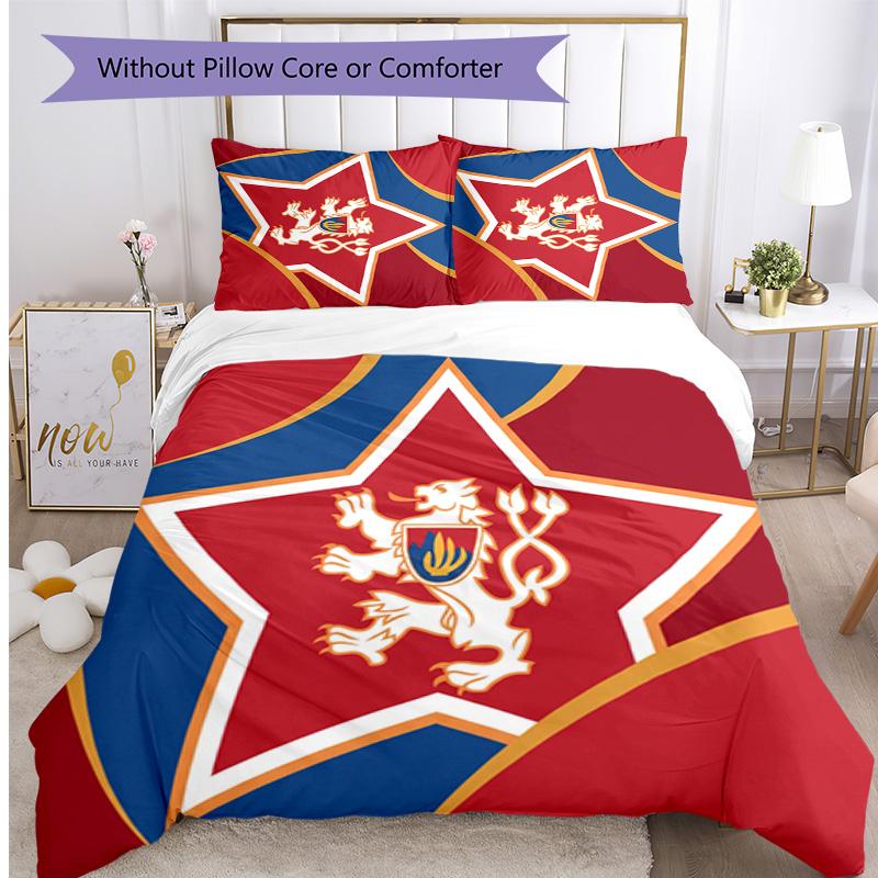 Czech Republi Football Printed Bedding 3 Piece Set Cozy Breathable Bed Cover Set As Housewarming Holiday Gift