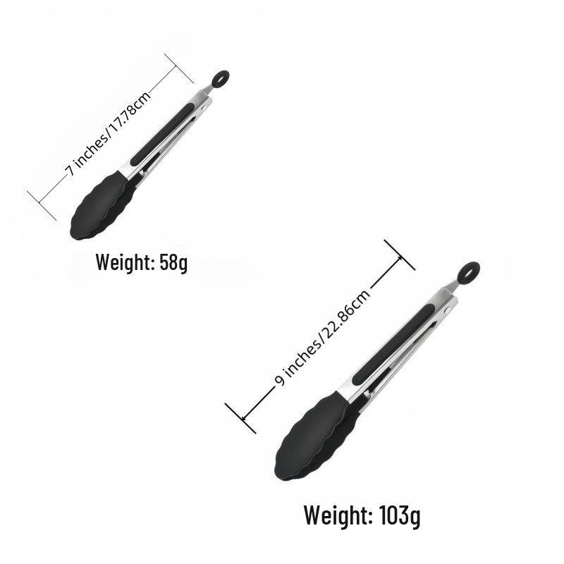 Silicone High-Temperature Stainless Steel Kitchen Tongs - Anti-Scald Bread, BBQ, Roasting Tongs