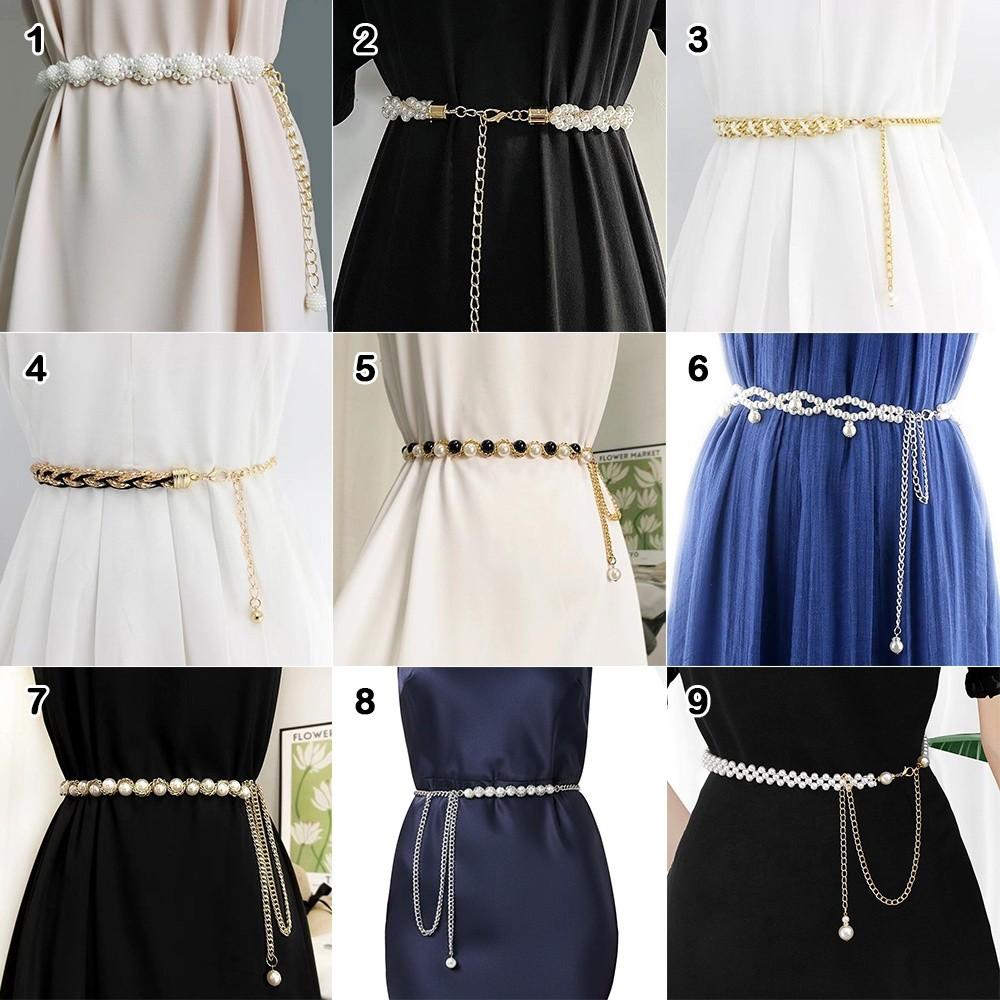 All-match Elegant Beaded Waist Chain for Dress Boho Waist Accessories Pearl Thin Waist Chain Body Jewelry Belly Chain Belt