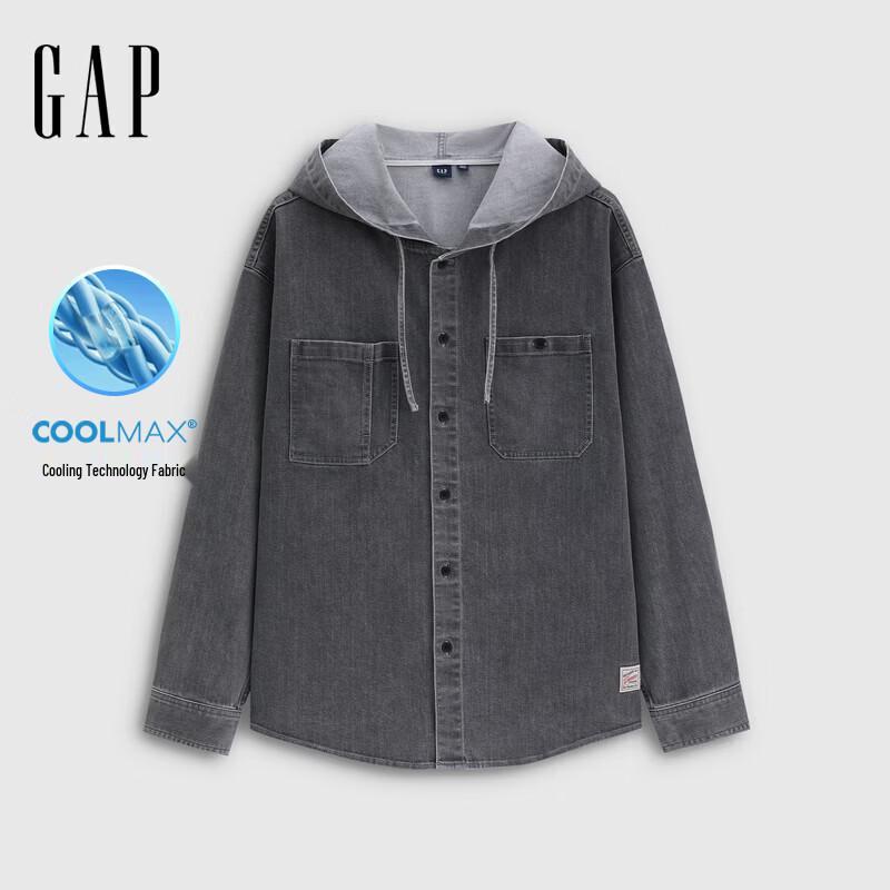 

GAP Men s 2026 Spring Cool-Feel Loose Denim Hooded Jacket XL