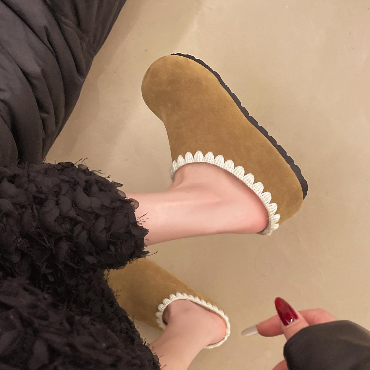 

Niche Thick-soled, Closed-toe Shoes for Women s Casual Wear with Fleece and Half Slippers 40 верблюд/жовтий