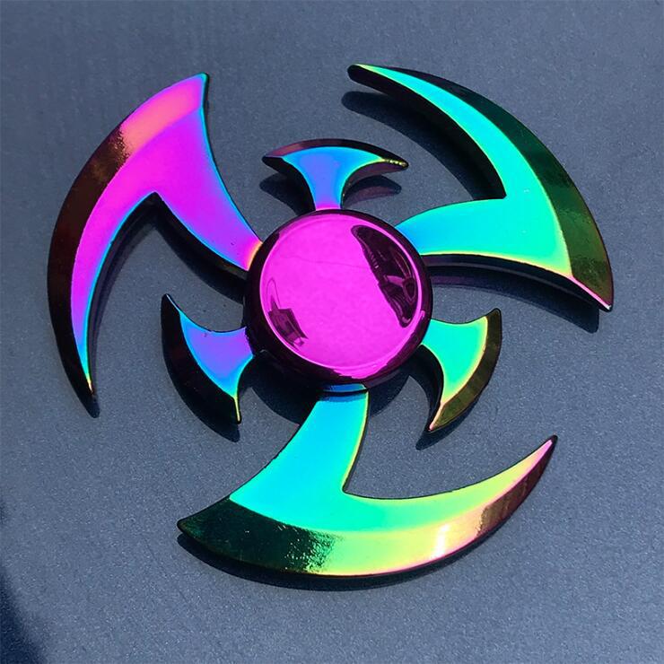Colorful Zinc Alloy Fidget Spinner: Black Tech Stress-Relief Toy for Students and Kids.