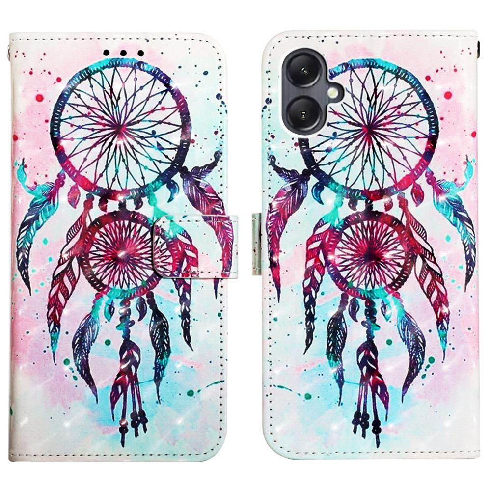 

For Samsung Galaxy A05 4G Leather Case 3D Pattern Printing Wallet Stand Mobile Cover with Strap Colorful Wind Chime
