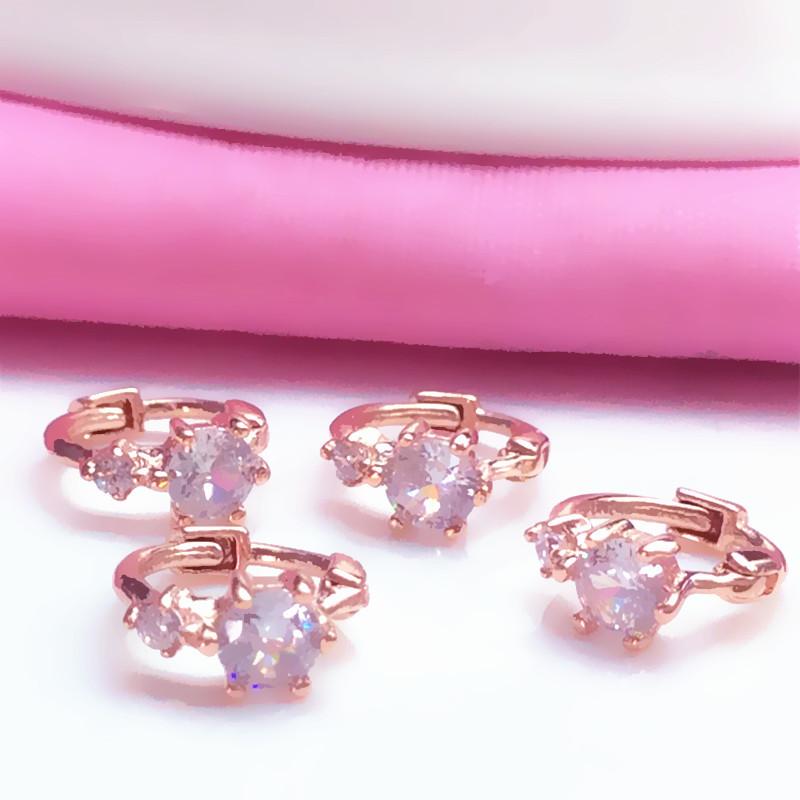 Exquisite Purple Gold Shiny Zircon Earrings Plated With Rose Gold, Simple, Exquisite And Fashionable Russian Colored Gold Earrings, Compact.