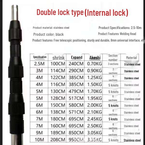 Telescopic Super Hard Outdoor Fishing Spear & Landing Net Pole