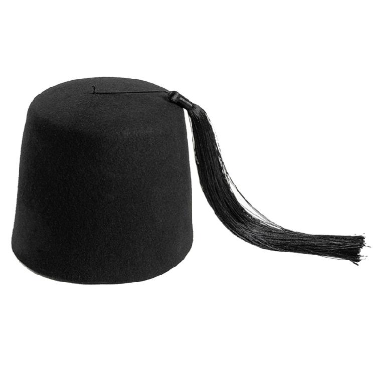 Tarboosh Hat with Black Tassels Ethnic Hat Folkloric Ottoman Turkish Fez Hat