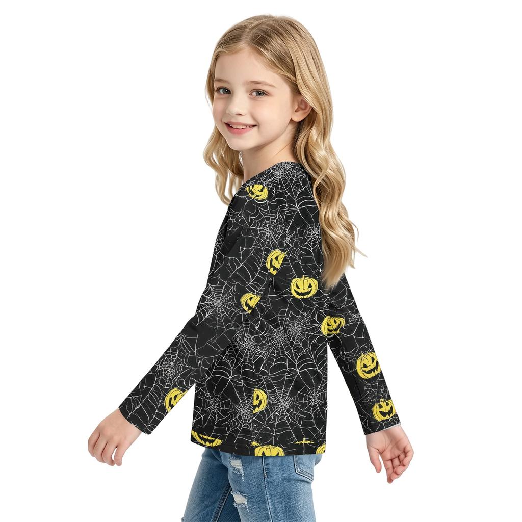 Kids Halloween Printed T-Shirt Long Sleeve Neck Base Layer for Boys Girls