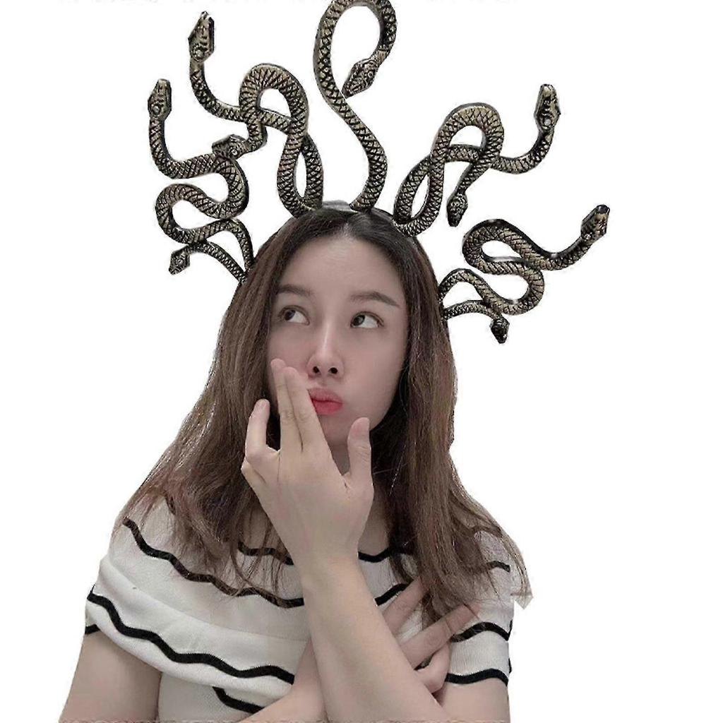 Halloween Costume Headband Resin Crown Snake Hair Hoop Cosplay Headband Masquerade Hair Band Headwear Black-Good