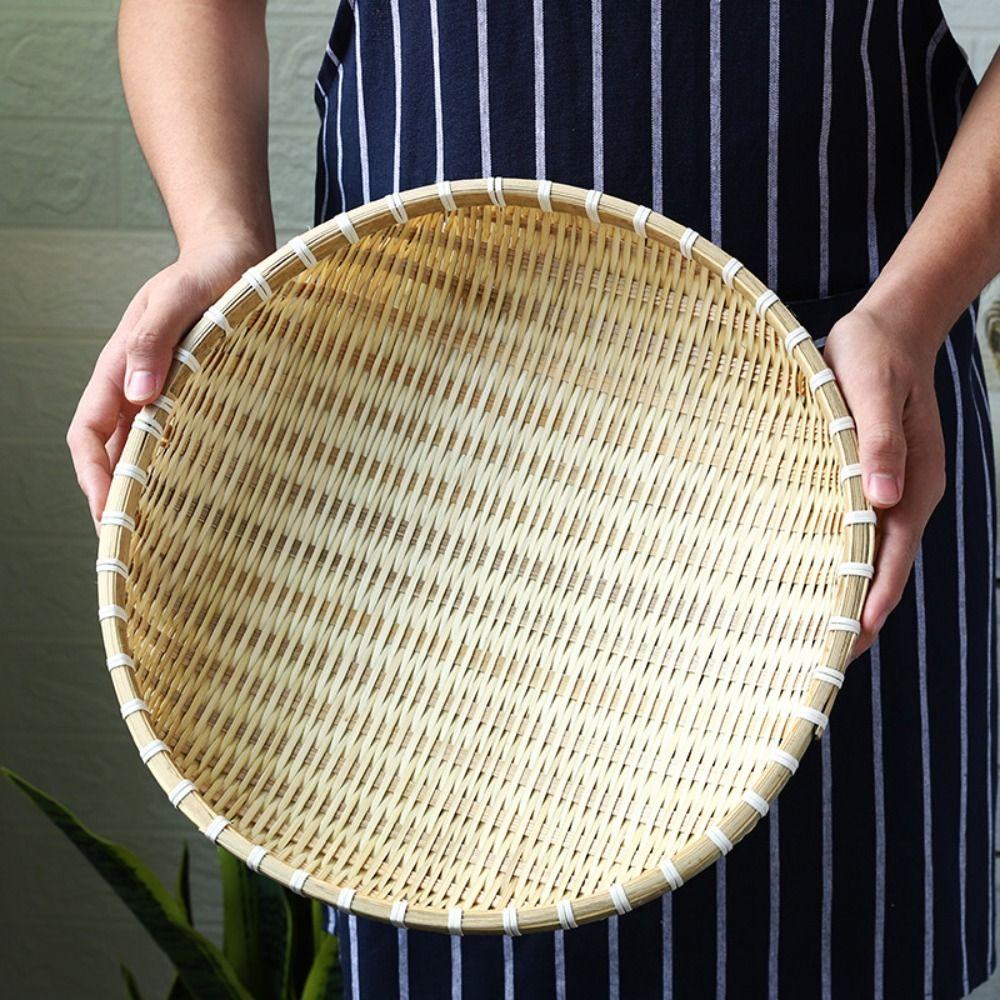 

Pastoral style Storage Basket Round Drain Basket Durable Fruit Snack Basket 31CM