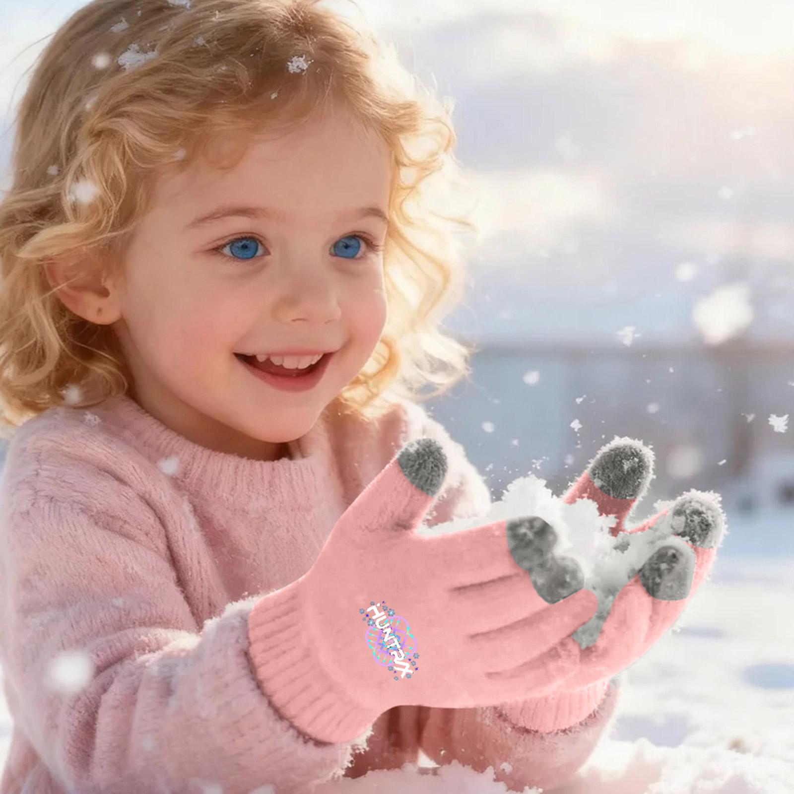 

Детские шерстяные перчатки с пальцами, перчатки для экрана смартфона One Size