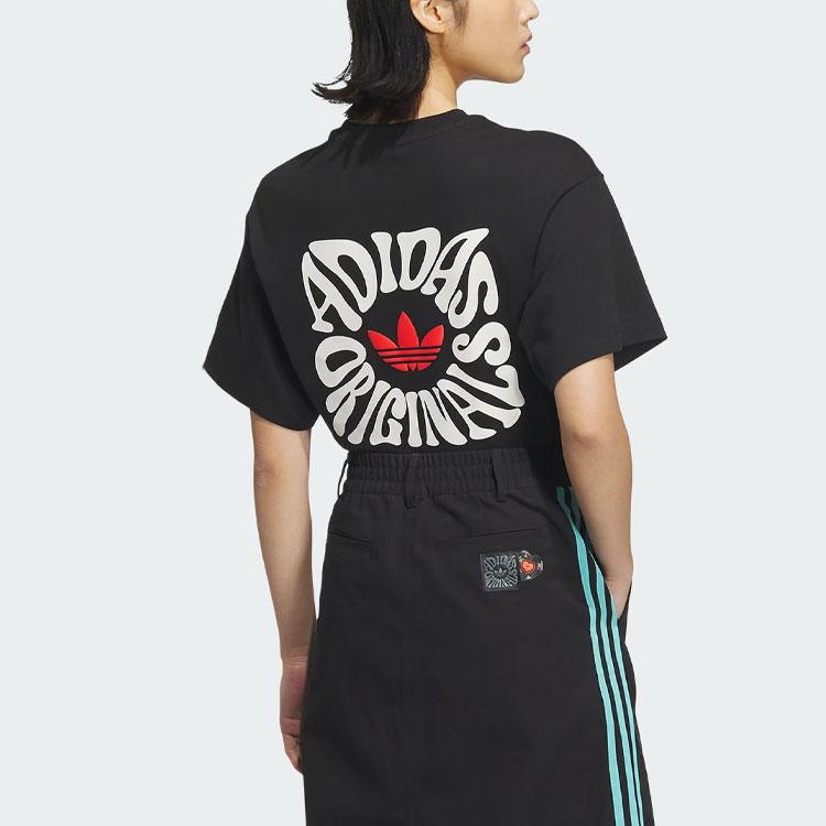 Adidas Originals Valentines Day Series Alphabet Print Sports Loose Short Sleeve T-Shirt Unisex Tops Black JE3470