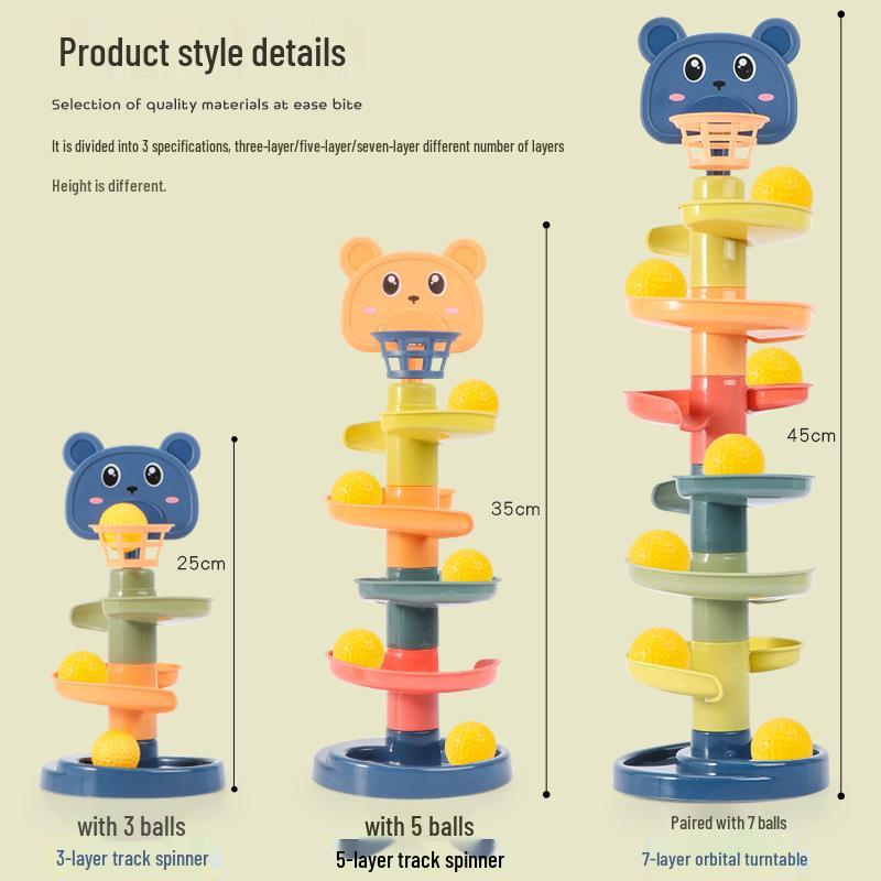 Children's Cartoon Basketball Stacking Toy: Rotating Fun Slide for Parent-Child Interaction