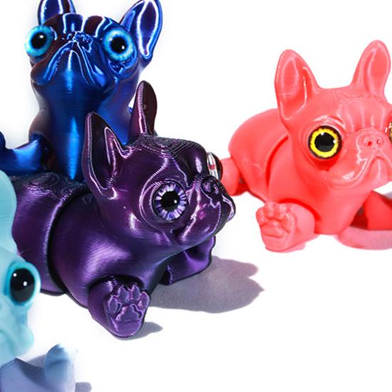3D Printed French Bulldog Articulated Dog with Movable Joints Flexible Puppy Fidget Toy Desktop Pet for Home Office Stress Relief