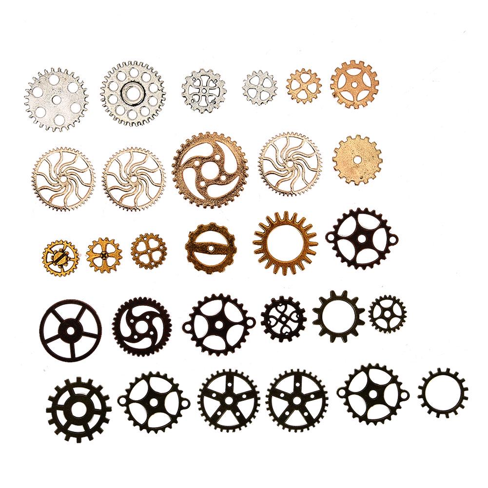 Assorted Antique Vintage Gear Charms Pendants for Jewelry DIY Accessories (Mixed Color)