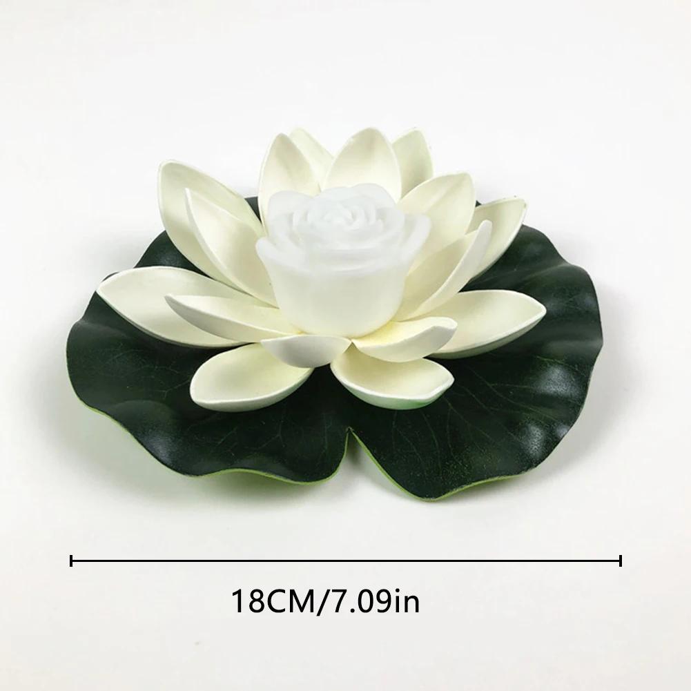 1-10pcs Artifical Floating Lotus Night Light 18cm LED Energy Saving Lotus Lamp Waterproof Garden Pool Pond Fountain Decoration