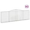 VidaXL 3x Paniers à Gabions Arqués Cages à Gabions Arquées Murs de Gabion Barrières de Jardin Terrasse Extérieur 3146880