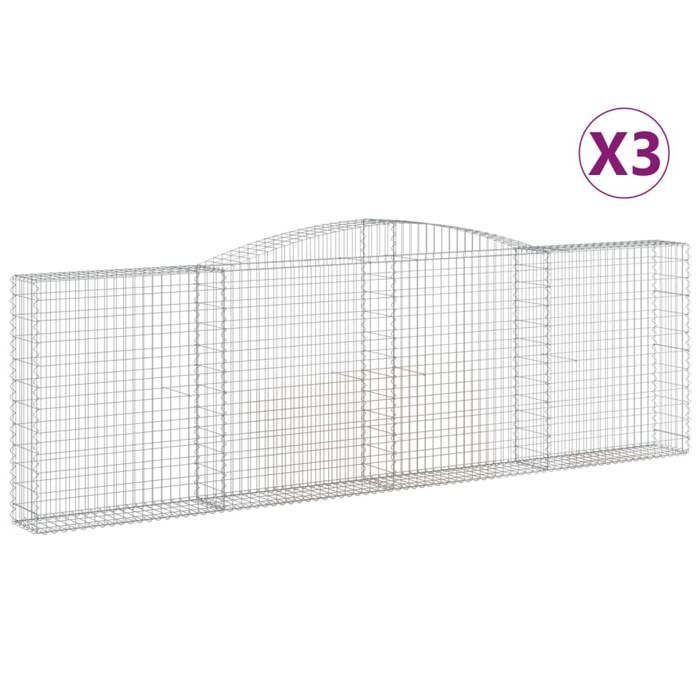 VidaXL 3x Paniers à Gabions Arqués Cages à Gabions Arquées Murs de Gabion Barrières de Jardin Terrasse Extérieur 3146880