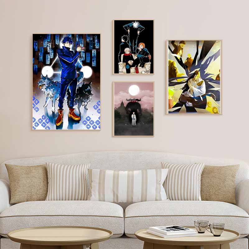 Anime Jujutsu Kaisen Posters Aesthetic White Paper Satoru Gojo Nobara Kugisaki Poster Wall Art Painting Study Home Decor Room Bar Decoration Pictures
