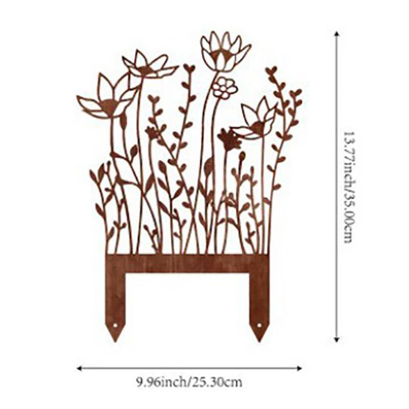 1/10Pcs Patina Finish Outdoor Decor Rustic Metal Garden Stake With Butterfly Flower Design For Garden Patio Balcony Flower Pot