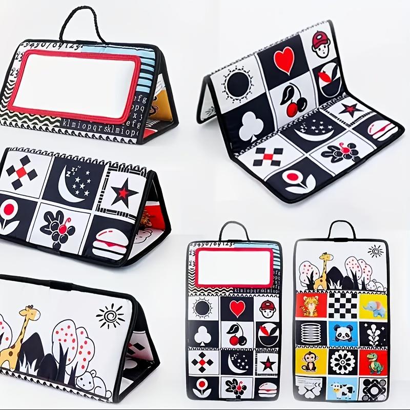 Foldable Baby Sensory Book with Mirror, Boosts Vision & Hand-eye Coordination. Portable Hanging Toy, Great Christmas Gift.