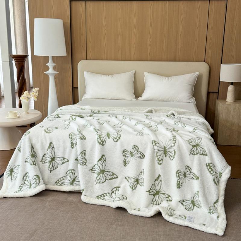 Double Cationic Jacquard Butterfly Yarn Multifunctional Blanket Taft Lamb Fleece Blanket