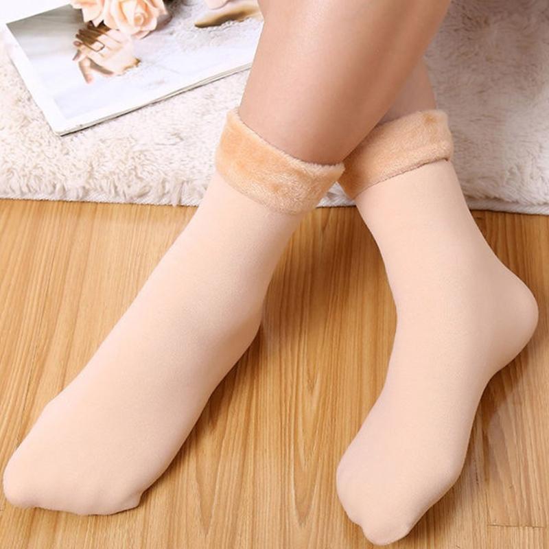 Winter Warmer Women Thicken Thermal Wool Cashmere Snow Socks Seamless Soft Solid Velvet Boots Floor Sleeping Sock Unisex
