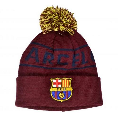 Barcelona FC Unisex Adult Text Knitted Bobble Beanie