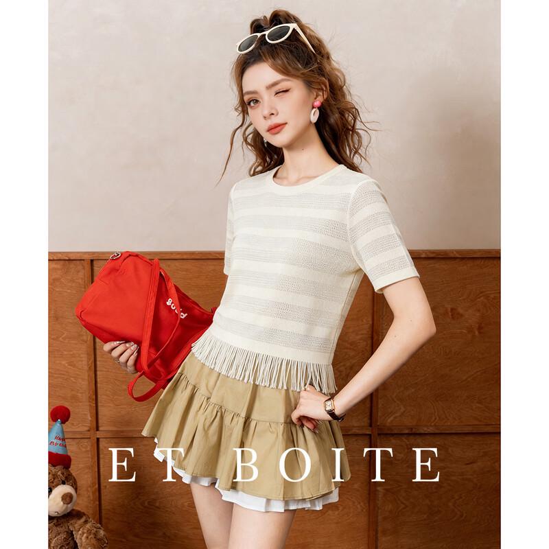 ET BOITE Tassel Patchwork T-shirt M