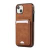 For iPhone 15 Case Card Holder Kickstand Leather + TPU Phone Cover with Shoulder Strap