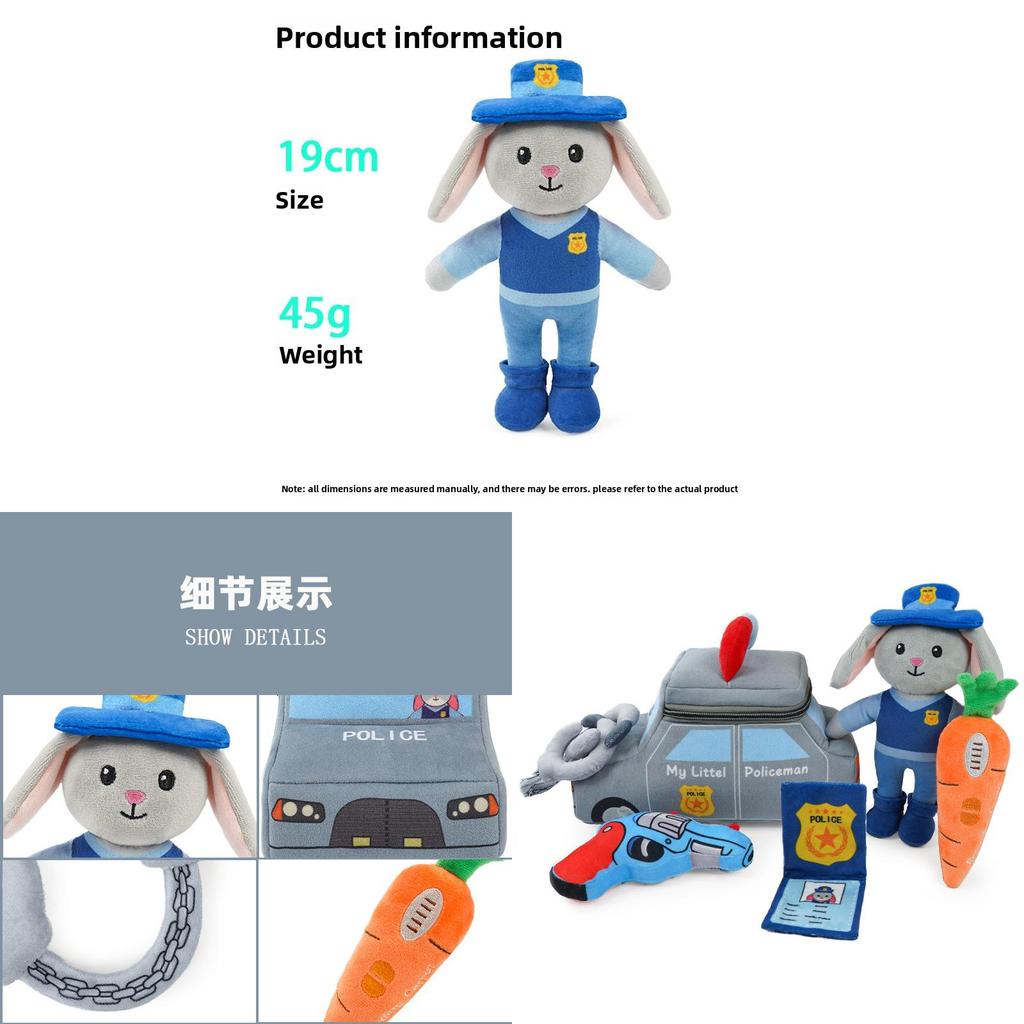 Police Bunny Plush Toy Set With Soft Crystal Fiber For Kids And Family Play