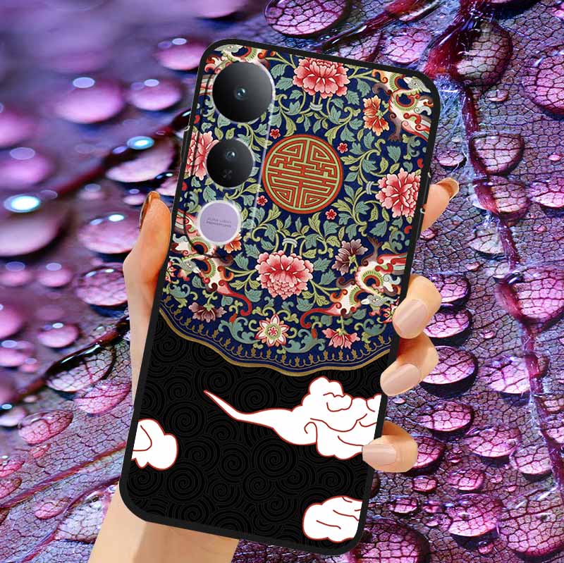 Case For Vivo V50 Lite Soft 3D Flower Relief Emboss Silicone Covers for Vivo V 50 Lite 4G 5G V50Lite Soft Capa Protective Casing