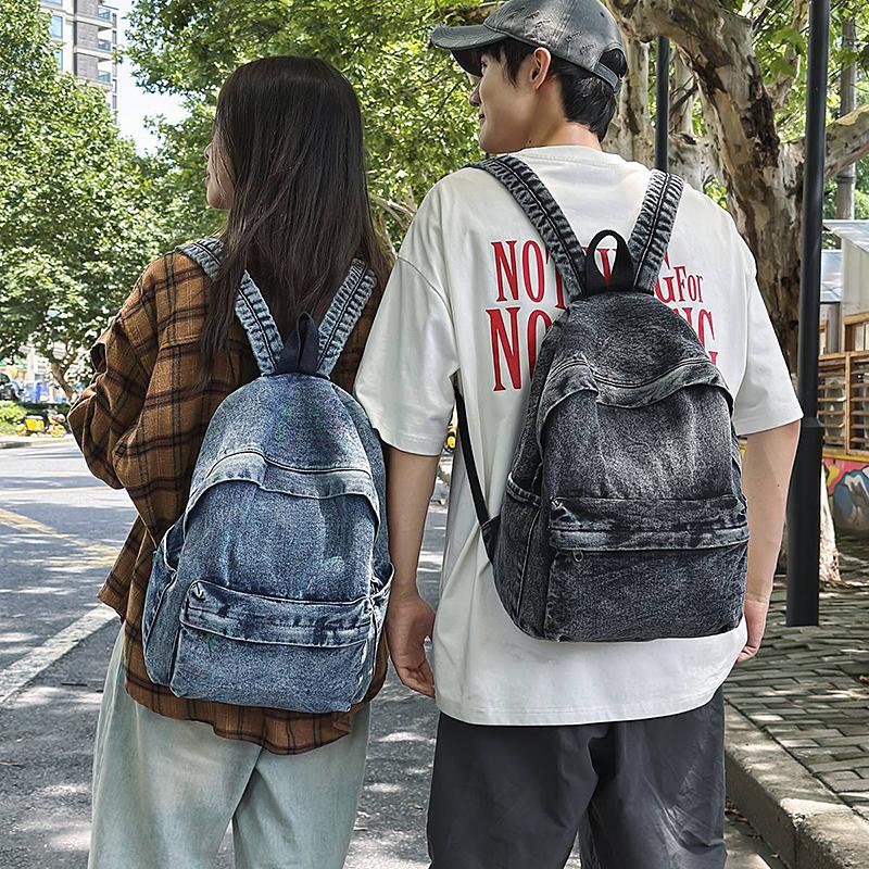 

Студентський шкільний рюкзак унісекс джинсовий рюкзак великої місткості для учнів середньої школи синій