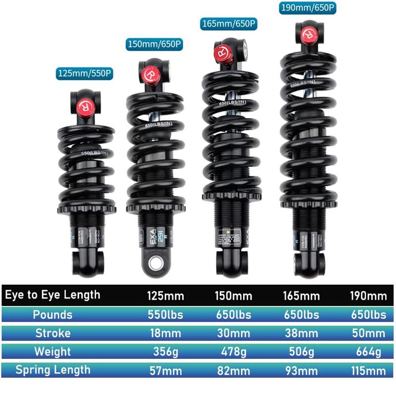 KS EXA 291R Shock Absorber Coil+Oil Adjustable Damping Hydraulic Rear Shocks forMTB Electric Scooter Motocycles Parts