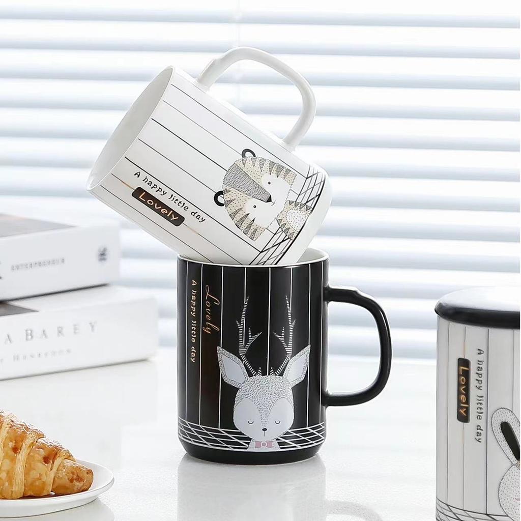 Creative Nordic Style Animal Mug for Girls and Couples Ceramic Office Water Cup High Looking Coffee Cup Milk Cup