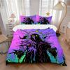 3pcs Bedding Set Grim Reaper, Neon Art Includes 1 Comforter + 2 Pillowcases, Without Pillow Inserts, Soft Comfortable, Lightweight Breathable098
