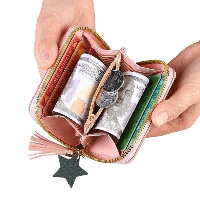 New Multi-functional Wallet Women Ladies Mini Tassel Wallets Cute Short Zipper Lovely Pu Leather Coin Purse Female Hand Wallet