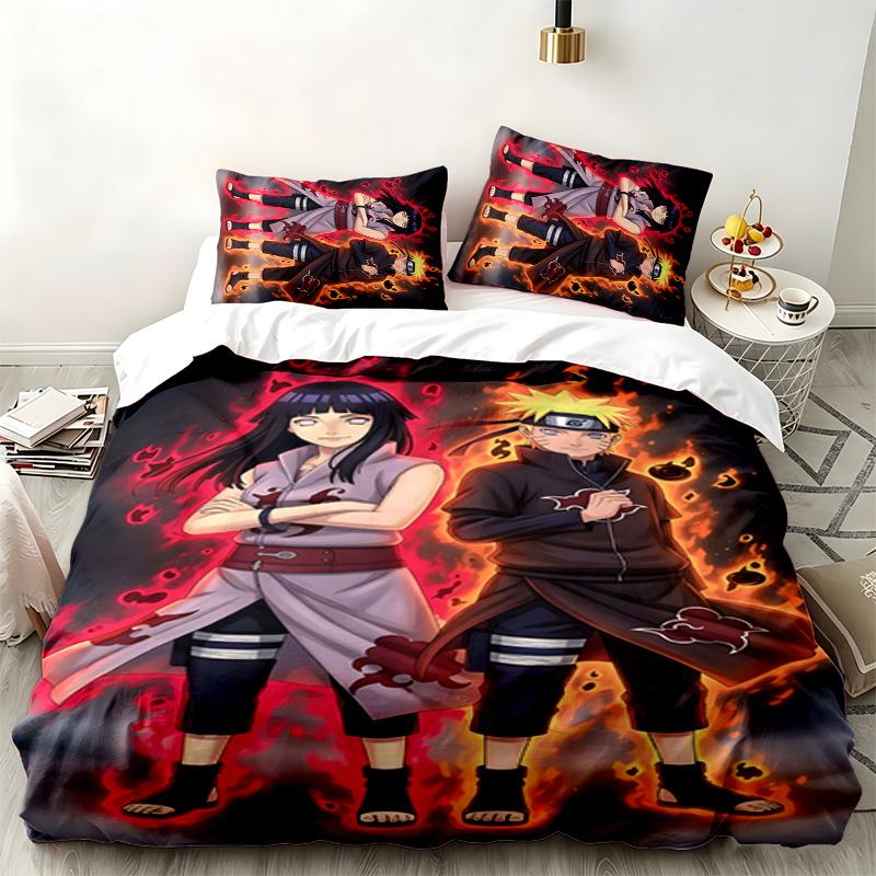 Naruto 3-teiliges Set Perfekt für das Schlafzimmer Bequemes Bettwäsche-Set enthält einen Bettbezug und zwei Kissenbezüge Ideales Geburtstags- oder Weihnachtsgeschenk