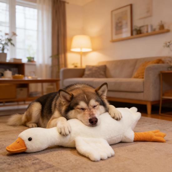 Gans Plüsch Hundespielzeug Weiches Stofftier für Aggressive Kauer Realistisches Gans Spielzeug Interaktives Hundespielzeug Geschenk für Tierliebhaber
