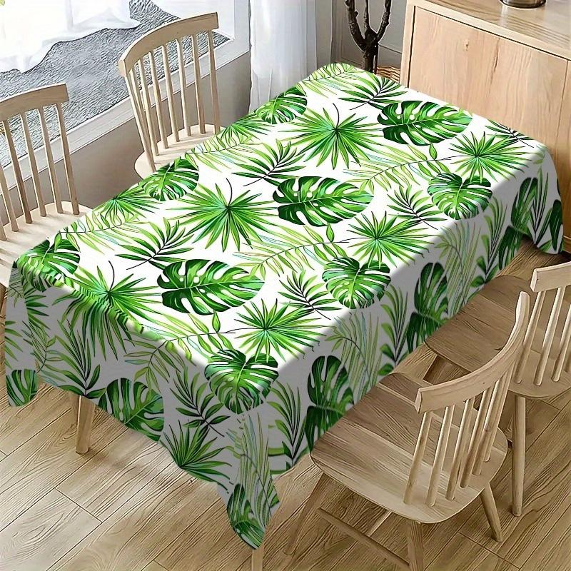 Tropical Palm Leaves Rectangle Tablecloth for Table Decor Summer Green Leaf Print Kitchen Dining Table Cloth Holiday Party Decor