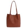 Woven pattern large capacity shoulder tote bag women's new fashion soft leather retro commuter armpit bag