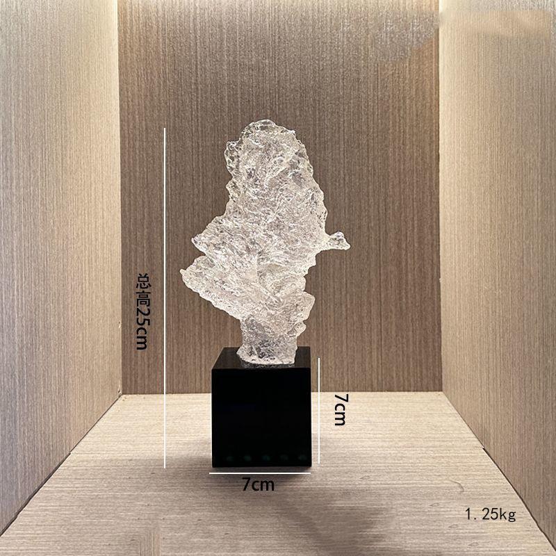 Luxury Black Crystal Base Resin Taihu Lake Stone Figurines Store Office Desk Furnishing Crafts Home room Table Sculpture Decor