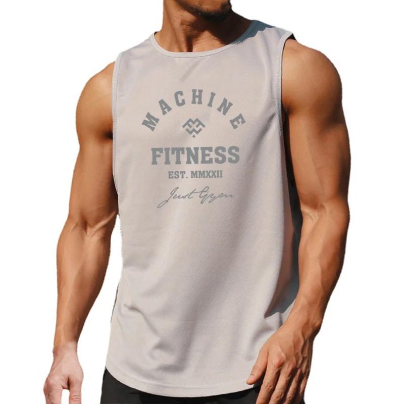 Muscleguys Training Exercise Sleeveless T-shirts Men Running Vests Gym Clothing Mesh Sports Tank Tops Bodybuilding Fitness Stringer Tanktop