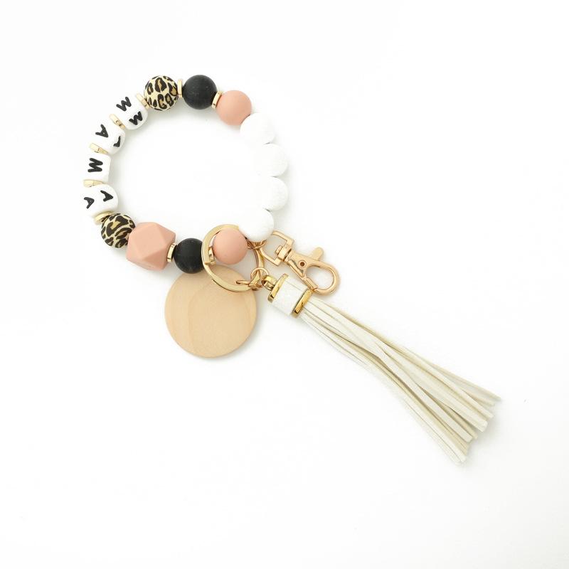 MAMA Silicone Bead Bracelet Keychain - Trendy Women s Accessory