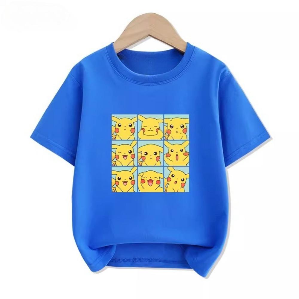 Potdemiel Summer New Pikachu Print Children's  T-Shirt, Boys and Girls, Comfortable and Breathable Children's T-Shirt