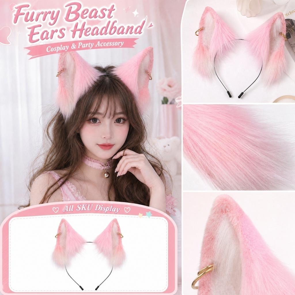 Bandeau Oreilles Pelucheuses Réalistes pour Accessoire de Costume Cosplay