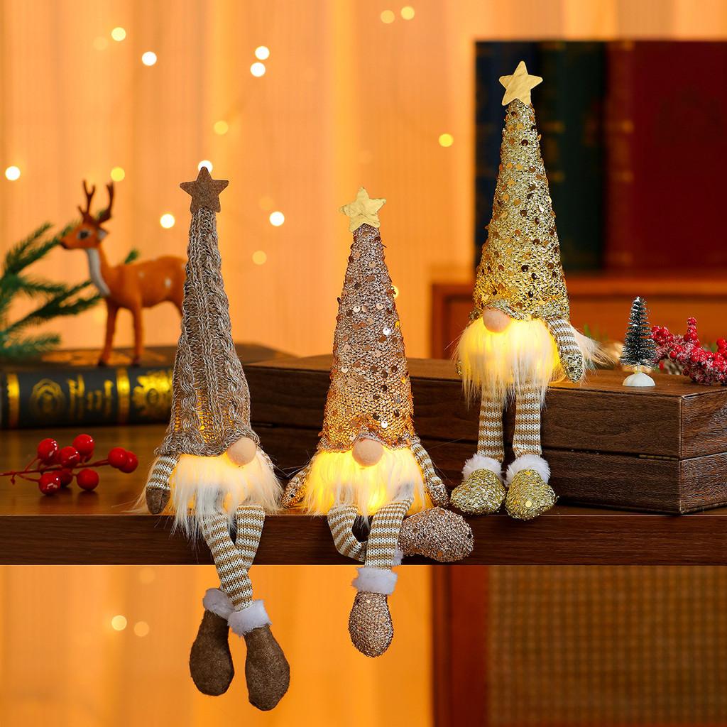 Christmas Led Lighted Plush Toy With Glittering Face Mask For Holiday Decor