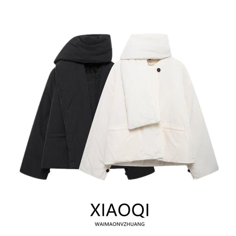 Fashion Style 2024 Winter New Women's Clothing Stylish Short Version Padded Jacket Cotton Padded Coat Outwear with Scarf 6764913